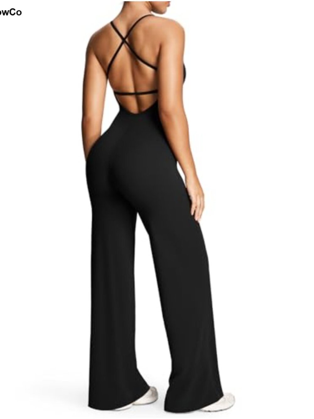 Straight Leg Cross Back Jumpsuit Scoop Neck Sleeveless Yoga Gym